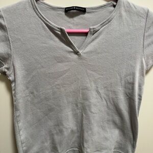 Brandy Melville Light Gray Short Sleeve Top